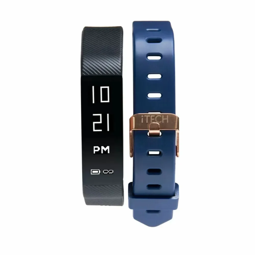Itech Sport Activity Fitness Tracker With Interchangeable Strap - Black/navy